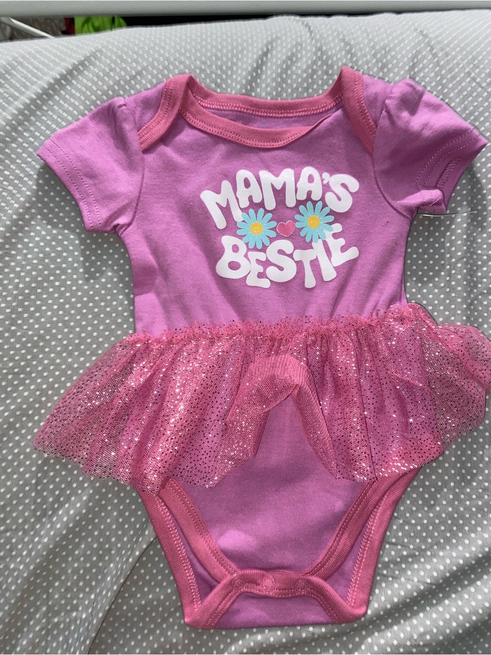 Mama's Bestie Pink Tulle Tutu One-Piece for Baby Girls